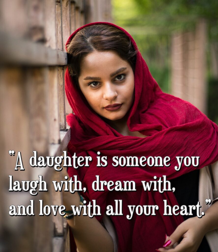 Girl with red dupatta draping, Daughter quotes.