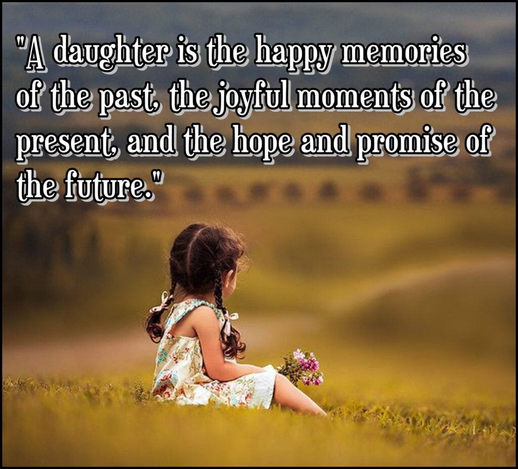 Little Girl holding flower bunch in hand, Daughter quotes.