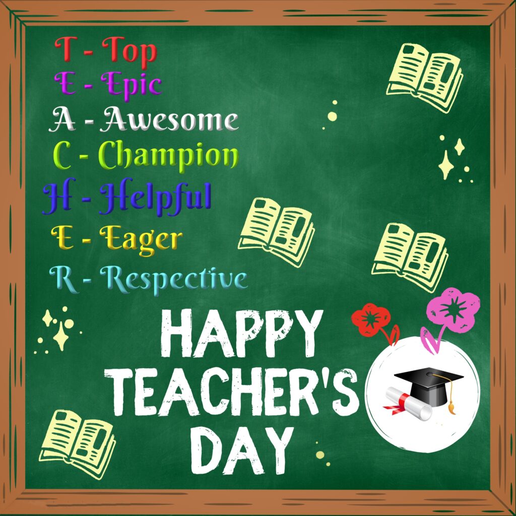 Blackboard with books and flower design-1, Happy Teachers Day | Teachers day Quotes.