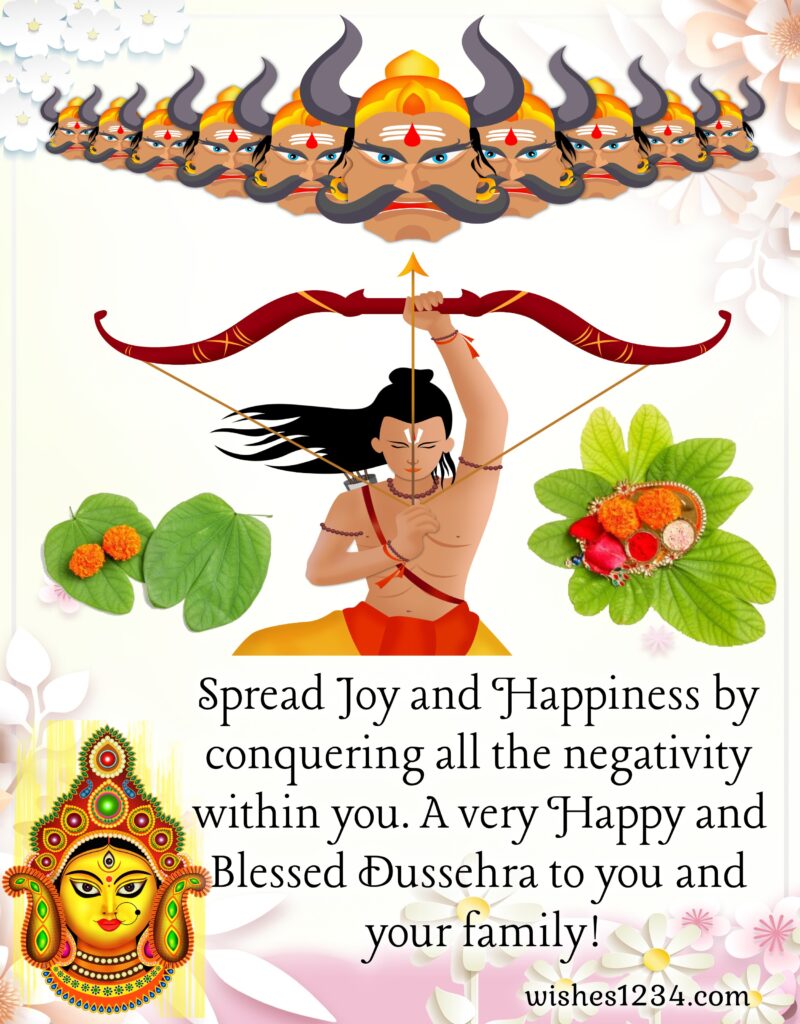 Dussehra wishes with beautiful image of Lord Rama.