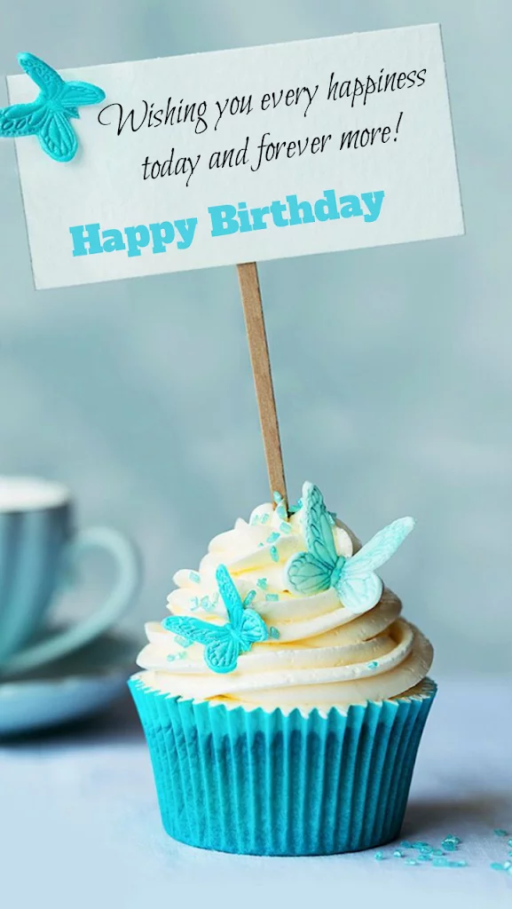 Birthday message sticker in cupcake, Birthday wishes for kids.