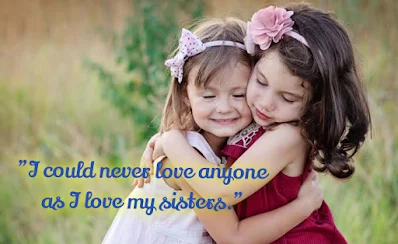 Elder sister hug younger sister, bonding between siblings.