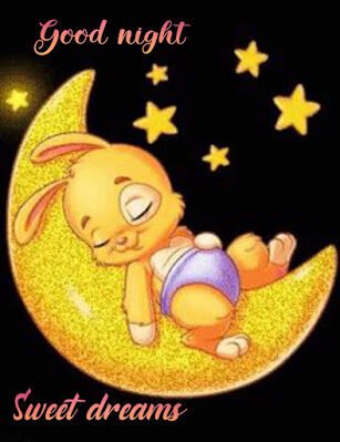 Little rabbit sleeping on crescent, Good night quotes and images.