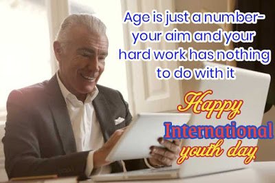 Old man with Tab and laptop, International youth day.
