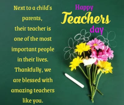 Card with flower bouquet and teachers day message, Happy Teachers Day | Teachers day Quotes.