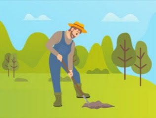Man excavating soil with shovel, Moral stories for kids.