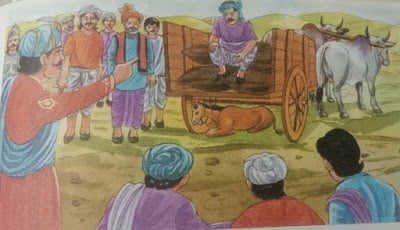 Foal with bullock cart in crowd, funny stories for kids.
