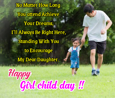Girl playing with father, Girl child day quotes.
