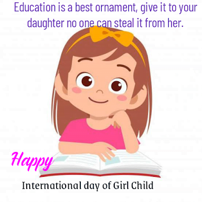 Girl reading book, Girl child day quotes.