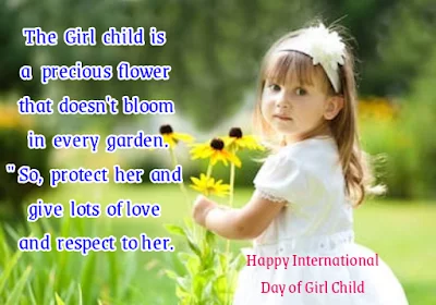 Girl playing with flowers, Girl child day quotes.