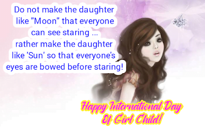 Image of girl comparing with sun and moon, Girl child day quotes.
