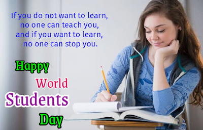 Girl writing on notebook, World Students Day | Abdul Kalam Quotes.