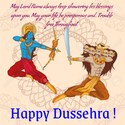 Lord Rama and Ravan fighting, Happy Dussehra and Vijayadashami.