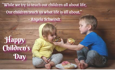 Brother feeding sister, Children's day quotes.