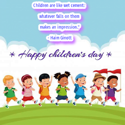 School going kids playing, Children's day quotes.