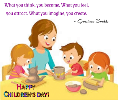 Mother serving kids, Children's day quotes.