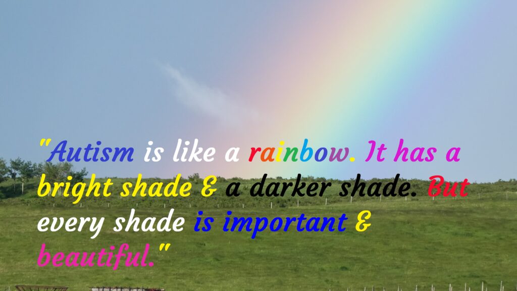 Rainbow in sky, Autism Awareness Day.