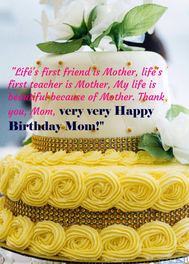 Cake with yellow flowers, Happy birthday Mom.
