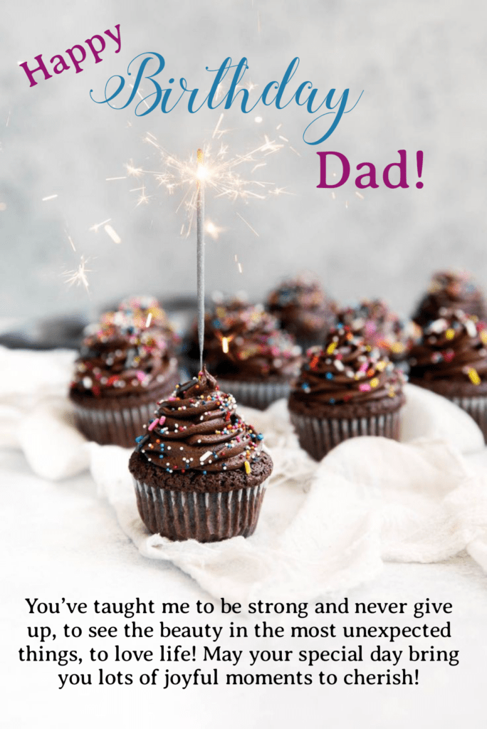 Chocolate cupcakes with sparkles, Happy birthday Dad.