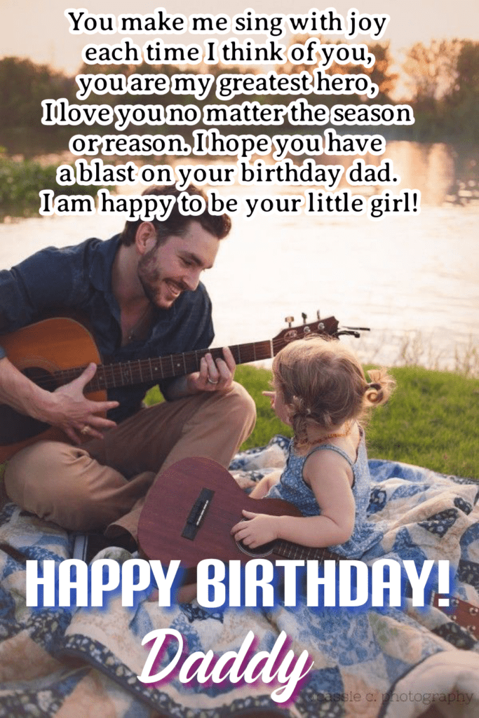 Dad playing guitar for his daughter, Happy birthday dad.