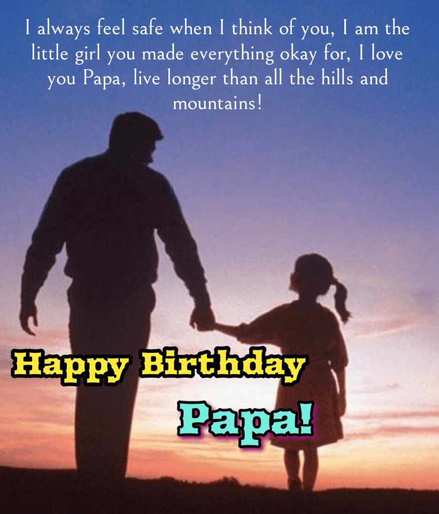Girl holding Fathers hand, Happy birthday dad.