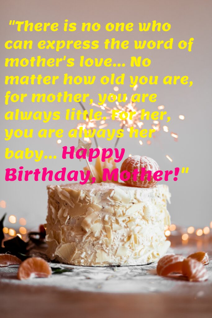 White cake with sparkles and orange, Happy birthday Mom.
