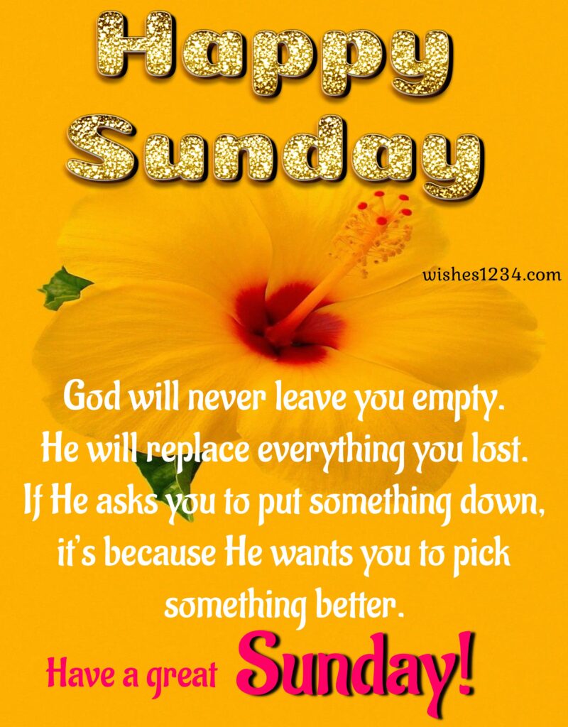 Sunday quotes with yellow hibiscus flower, Happy Sunday.