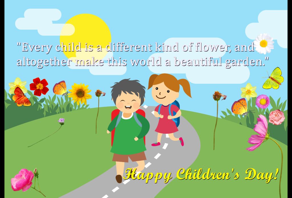 Boy and girl going to school, Children's day quotes.