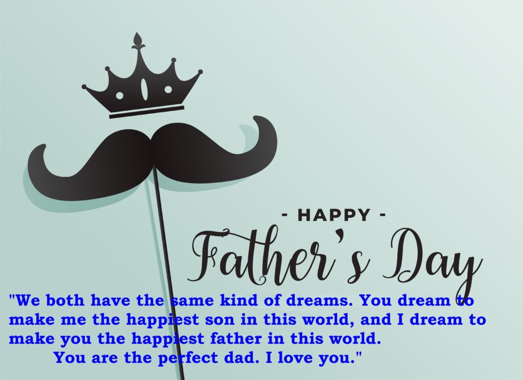 happy fathers day crown and mustache background, Father's Day Quote.