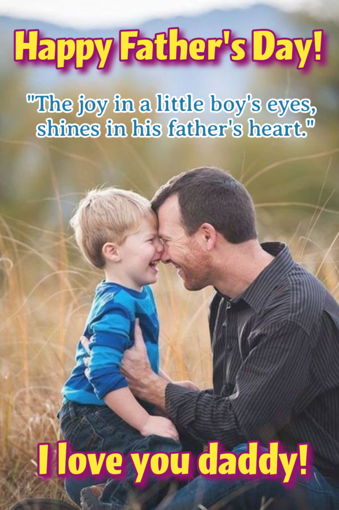 Father hugging son, Father's Day Quote.