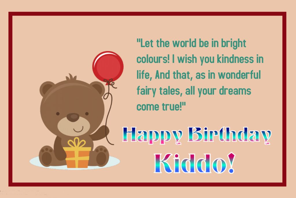 Teddy bear with red balloon, Kids birthday wishes