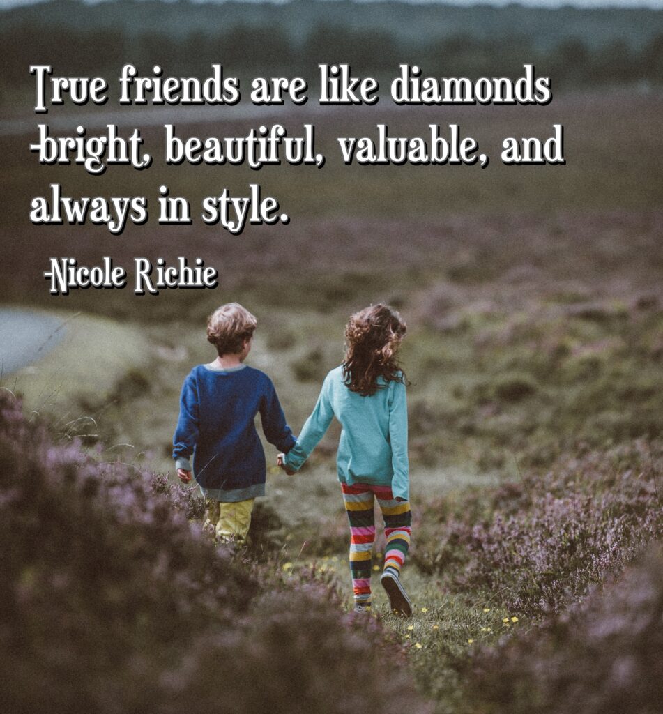 Boy and girl walking by holding hands, Friendship quotes.