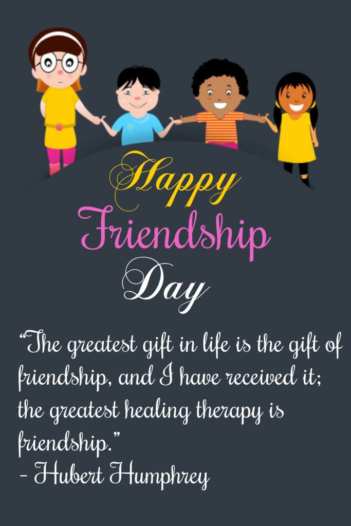 Four friends holding hands together, Friendship quotes | Happy Friendships Day.