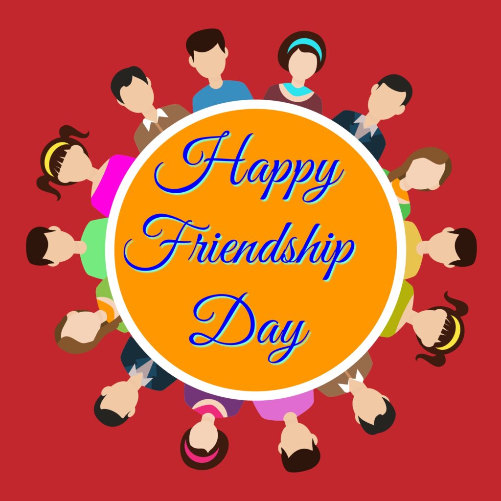 Friends images around circle, Friendship quotes | Happy Friendships Day.