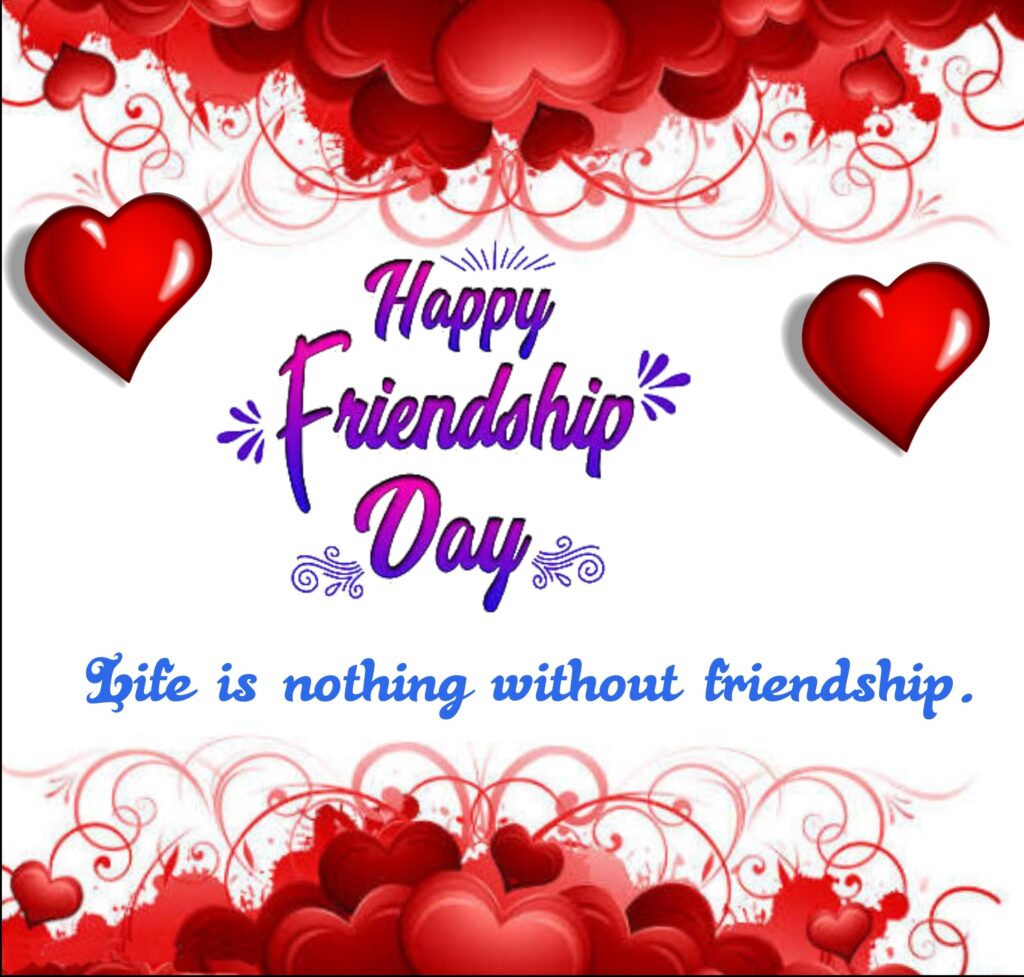 Friendship day message with red hearts design, Friendship quotes | Happy Friendships Day.