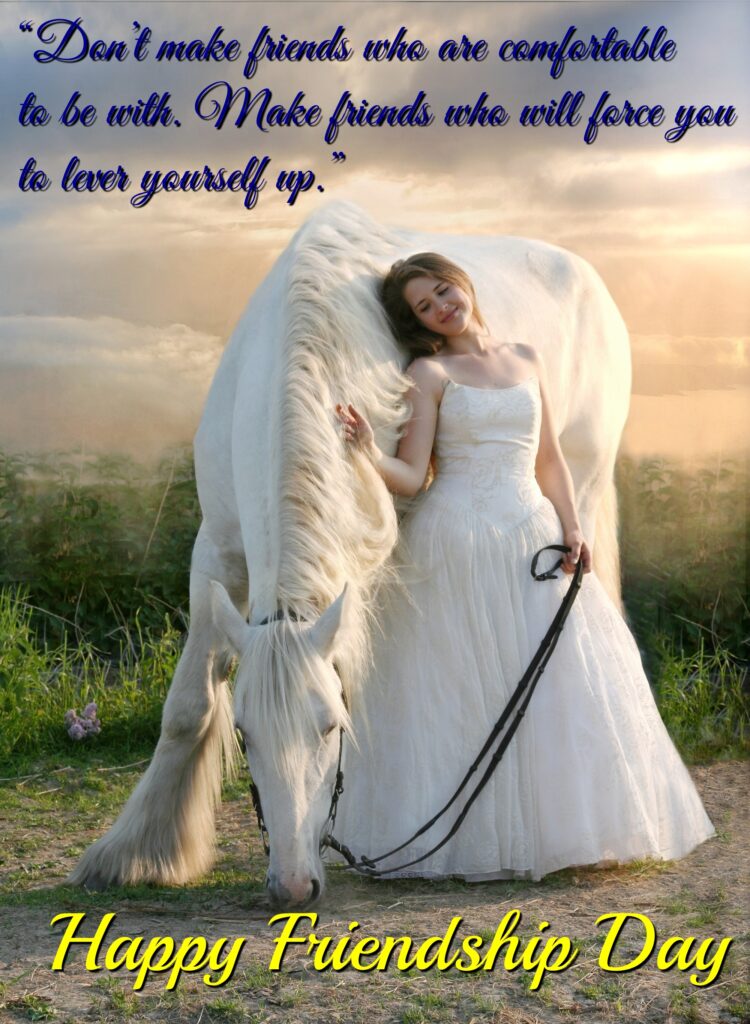 Girl in white dress with horse, Friendship quotes | Happy Friendships Day.