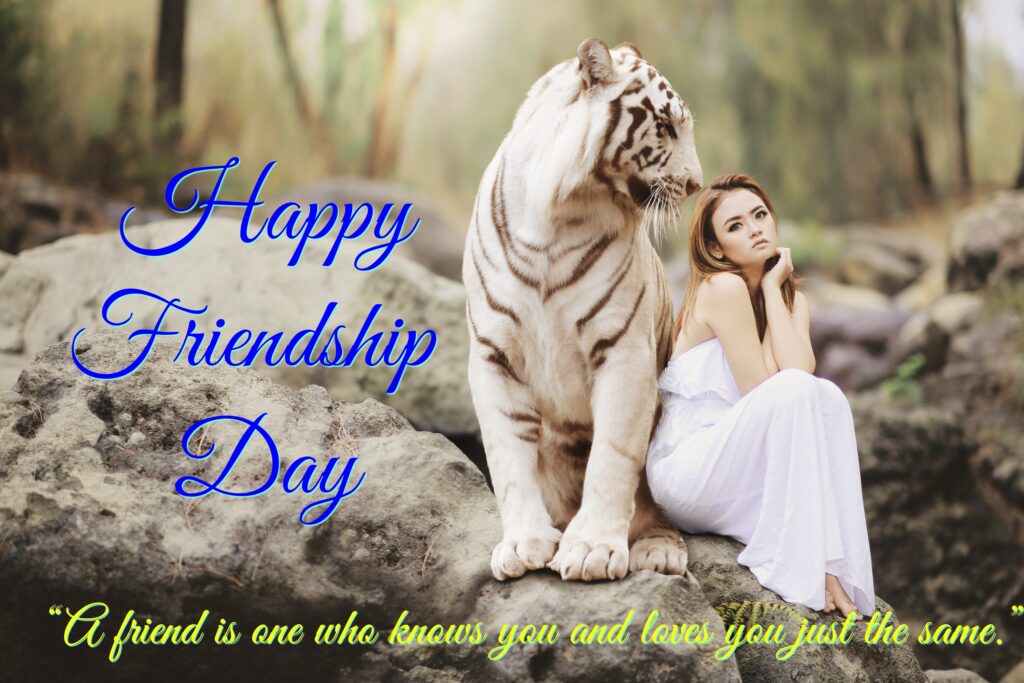Girl with white tiger, Friendship quotes | Happy Friendships Day.