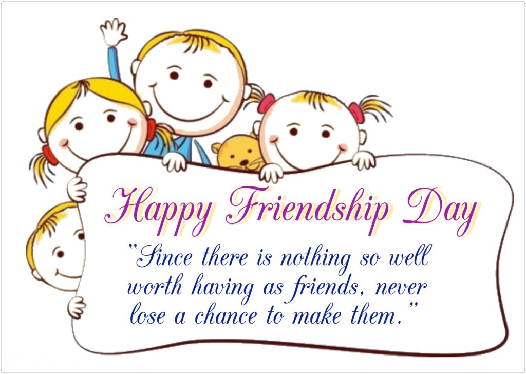 Kids holding friendship banner, Friendship quotes | Happy Friendships Day.