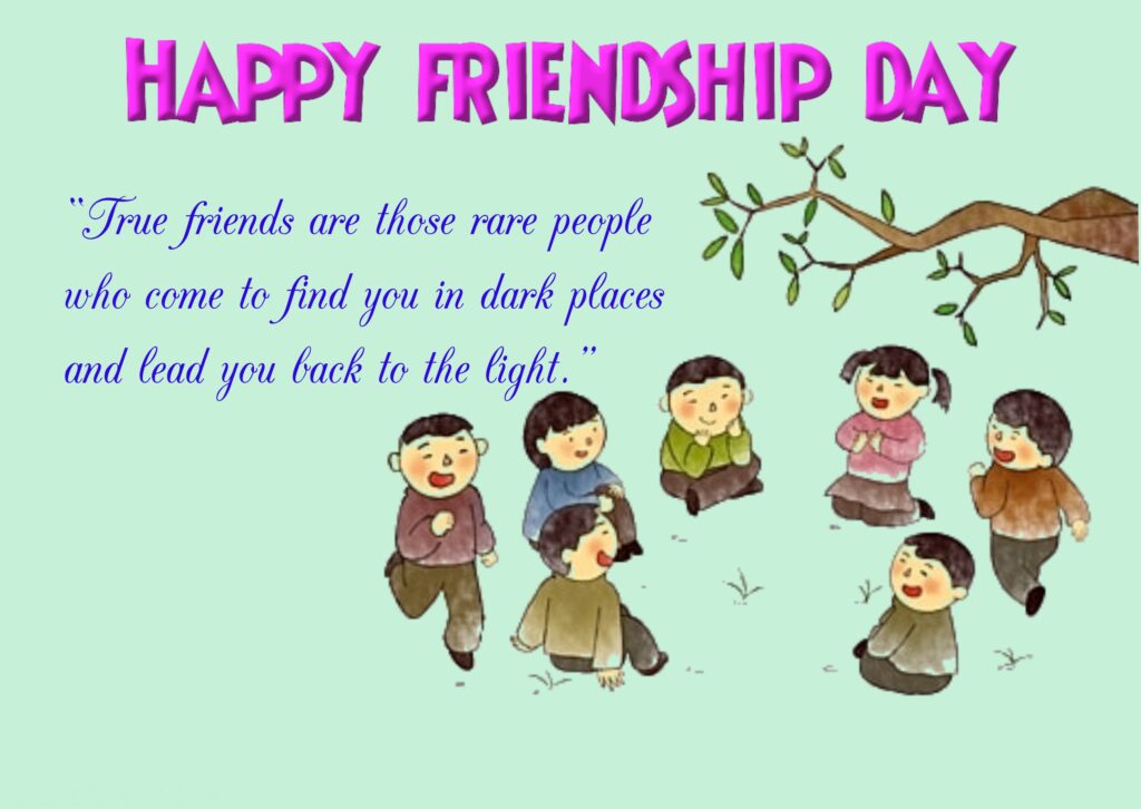 Kids playing under tree, Friendship quotes | Happy Friendships Day.