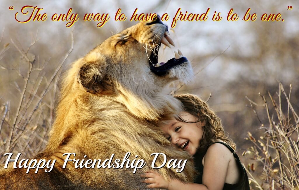 Little girl playing with lion, Friendship quotes | Happy Friendships Day.