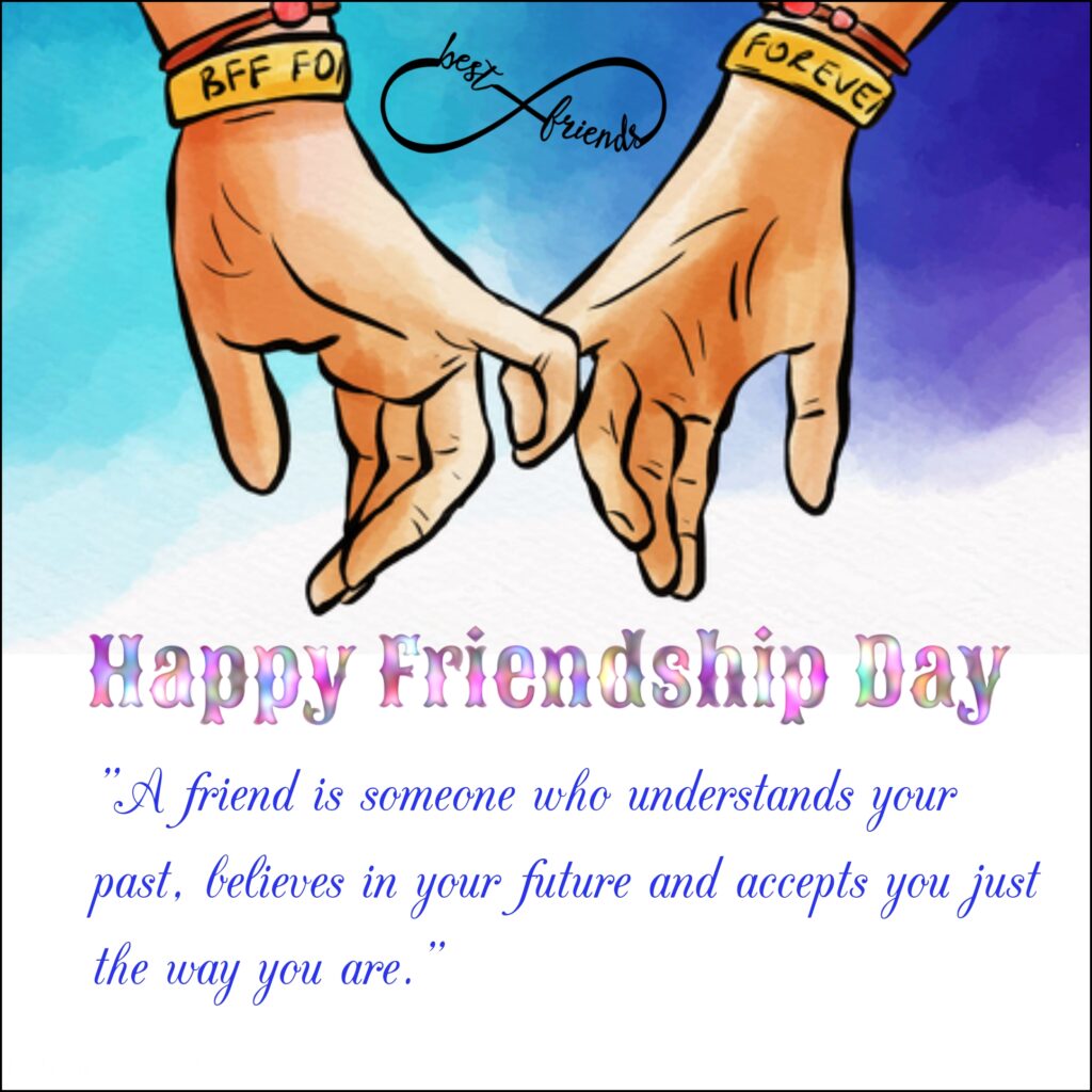 Two hands holding finger together, Friendship quotes | Happy Friendships Day.