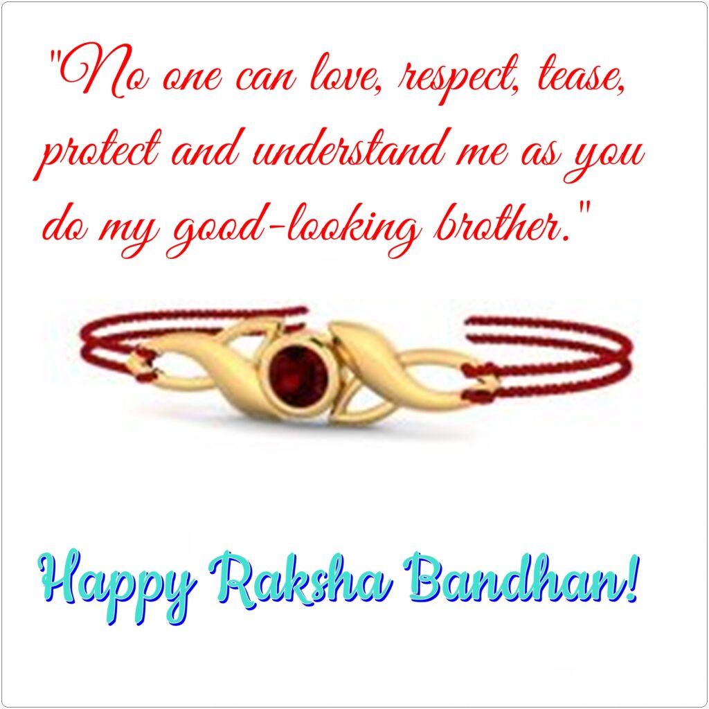 Golden rakhi with red ruby, Raksha Bandhan Quotes | Happy Rakhi.