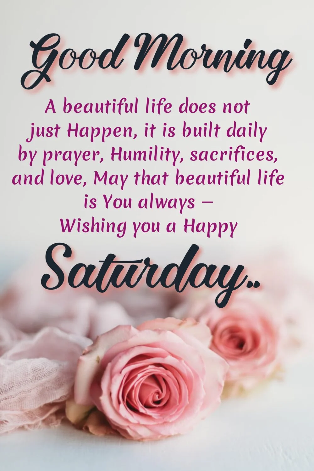 Pink roses, Saturday quotes | Happy Saturday quotes.