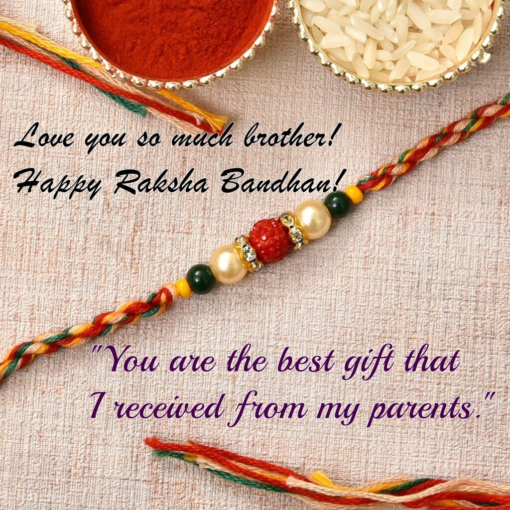 Rakhi with pearl and black beads, Raksha Bandhan Quotes | Happy Rakhi.