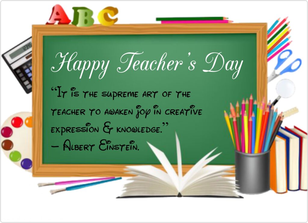 Board with books and pencil set, Happy Teachers Day | Teachers day Quotes.