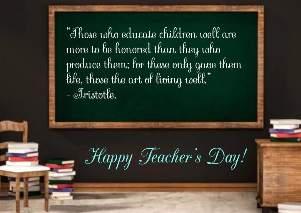 Board with tables and books, Happy Teachers Day | Teachers day Quotes.