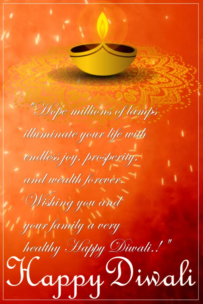 Golden lamp with sparkling rangoli, Happy Diwali | Diwali Wishes.