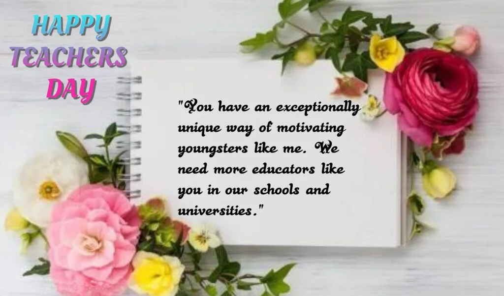 Notepad with rose flowers, Happy Teachers Day | Teachers day Quotes.