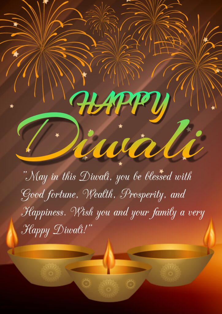 Three Golden lamps, Happy Diwali | Diwali Wishes.