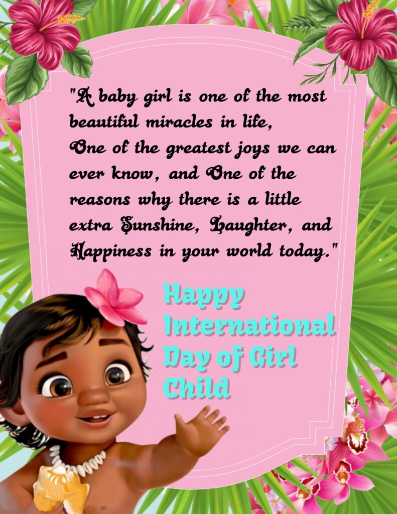 Baby Moana, Girl child day quotes.